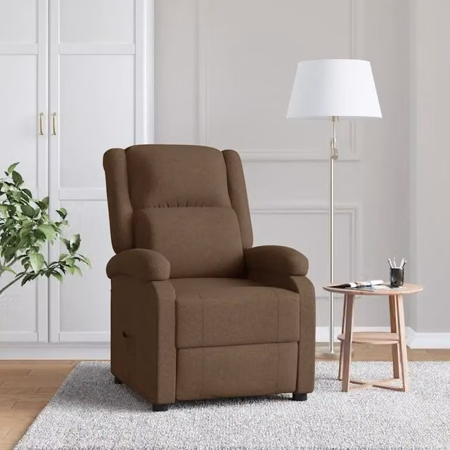 Poltrona Reclinabile Relax vidaXL in Tessuto Marrone con Braccioli e Regolazione Manuale – 1