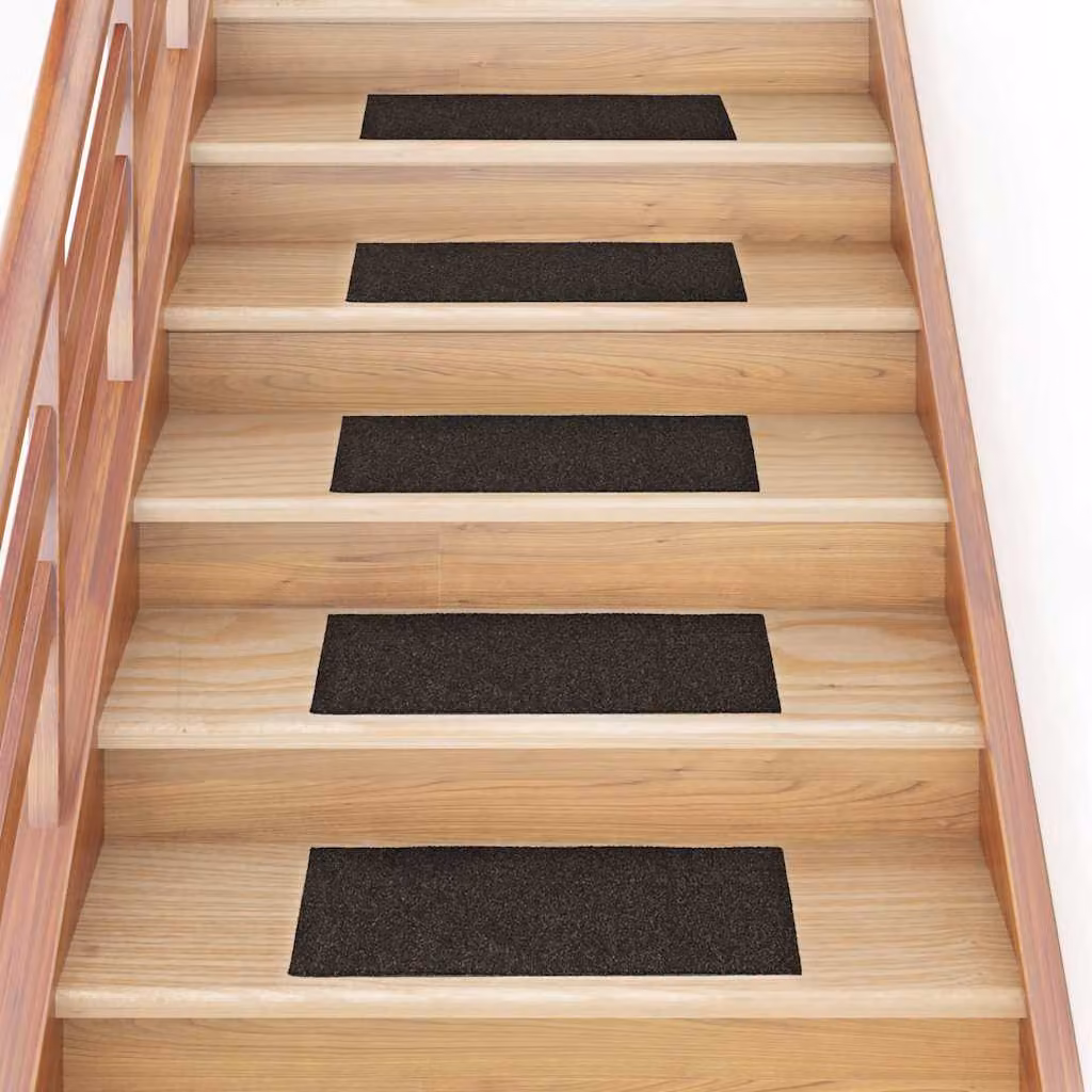 Set di 30 tappetini autoadesivi per scale vidaXL, rettangolari, marrone scuro, 60 x 25 cm