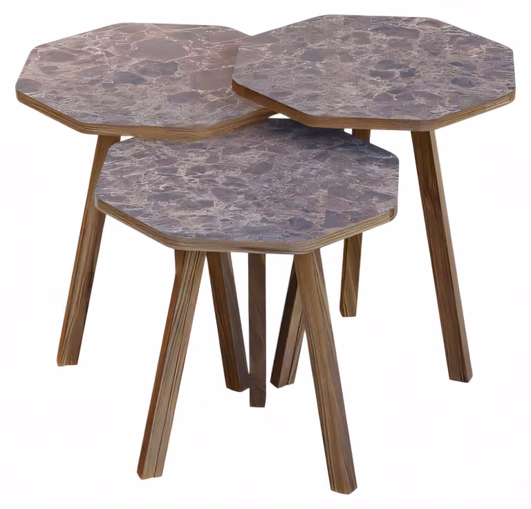 Elegantes braunes Holz Couchtisch-Set im modernen Design