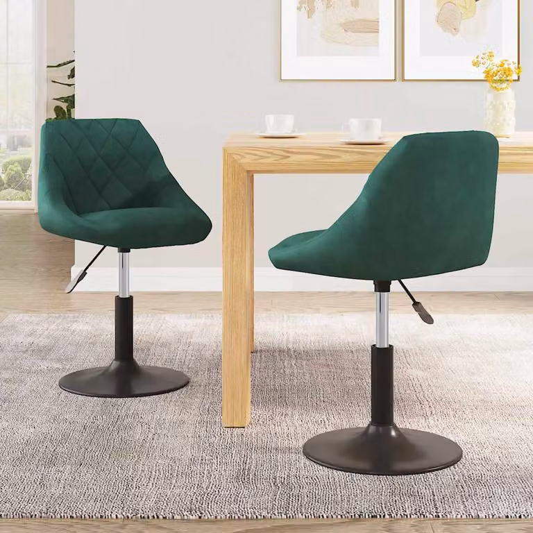 Set di 2 sedie da pranzo girevoli vidaXL in velluto verde scuro con design moderno