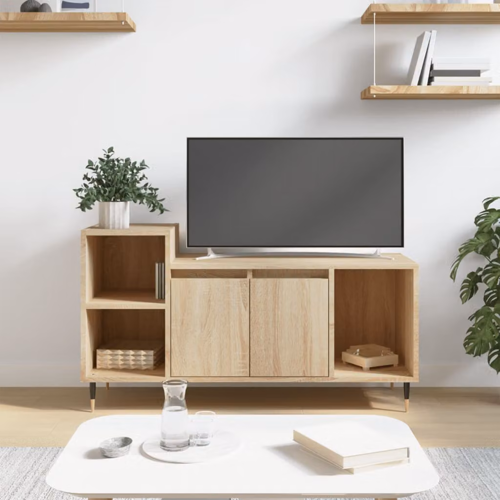Mobile per TV vidaXL in Rovere Sonoma e Legno Multistrato, Colore Marrone, L 100 x P 35 x H 55 cm