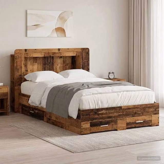 Telaio del letto con storage Legno antico 120 x 190 cm 3433842