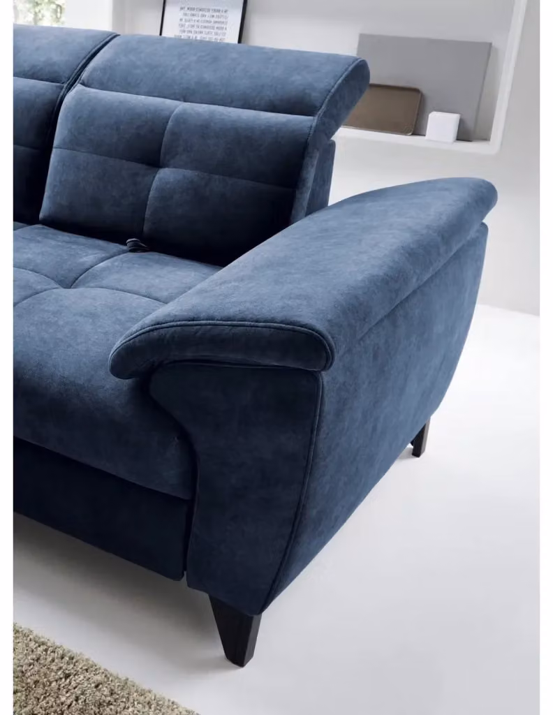 Divano ad angolo INFERNO MEUBLORAMA Blu con chaise longue a sinistra, 5 posti, con funzione letto e poggiatesta regolabile – 2