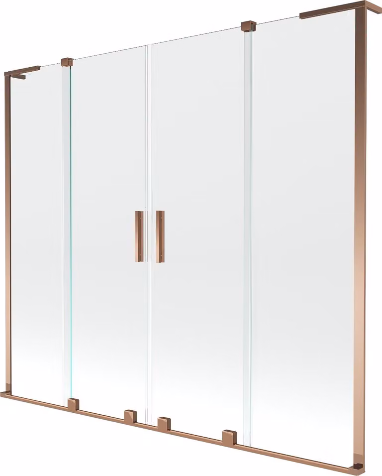 Mexen Velar L Duo parete da vasca a 2 ante scorrevoli 170 x 150 cm, trasparente, oro rosa - 896-170-003-02-60
