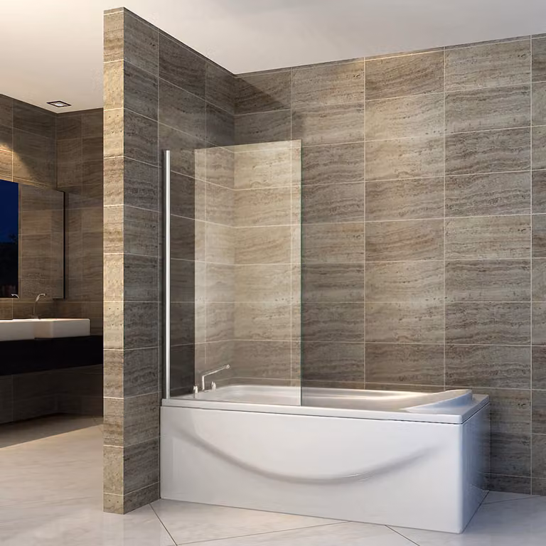 Aloni, rivestimento per vasca da bagno con parete laterale e separazione doccia, vasca da bagno, parete doccia, parete in vetro, pieghevole, 70 x 140 cm, 6 mm