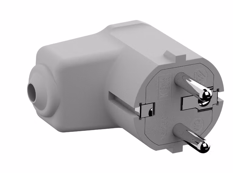 BACHMANN Montage-Winkelstecker grigio, CEE 7/7 a 2 poli con protezione