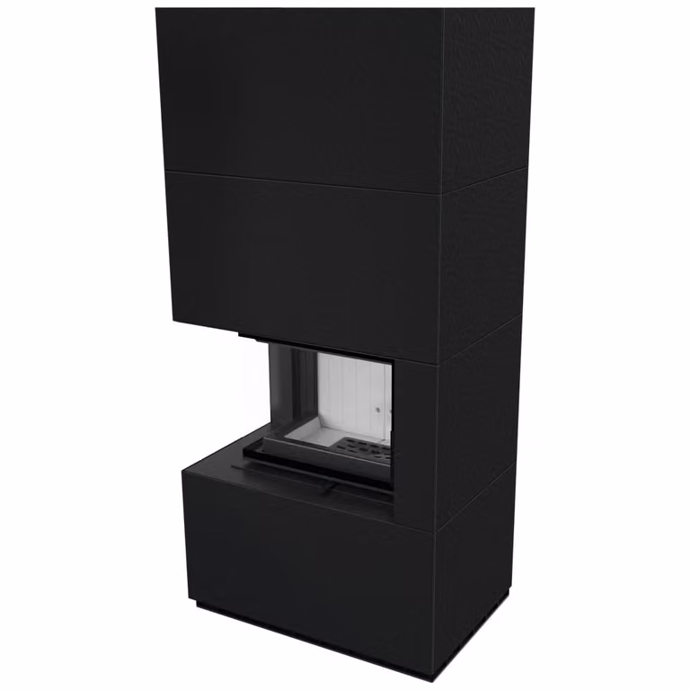Inserto per caminetto KRATKI FLOKI sinistro 8 kW Ø 160 Kit pannello in granito ZIMBKRATKI ABWE NERO