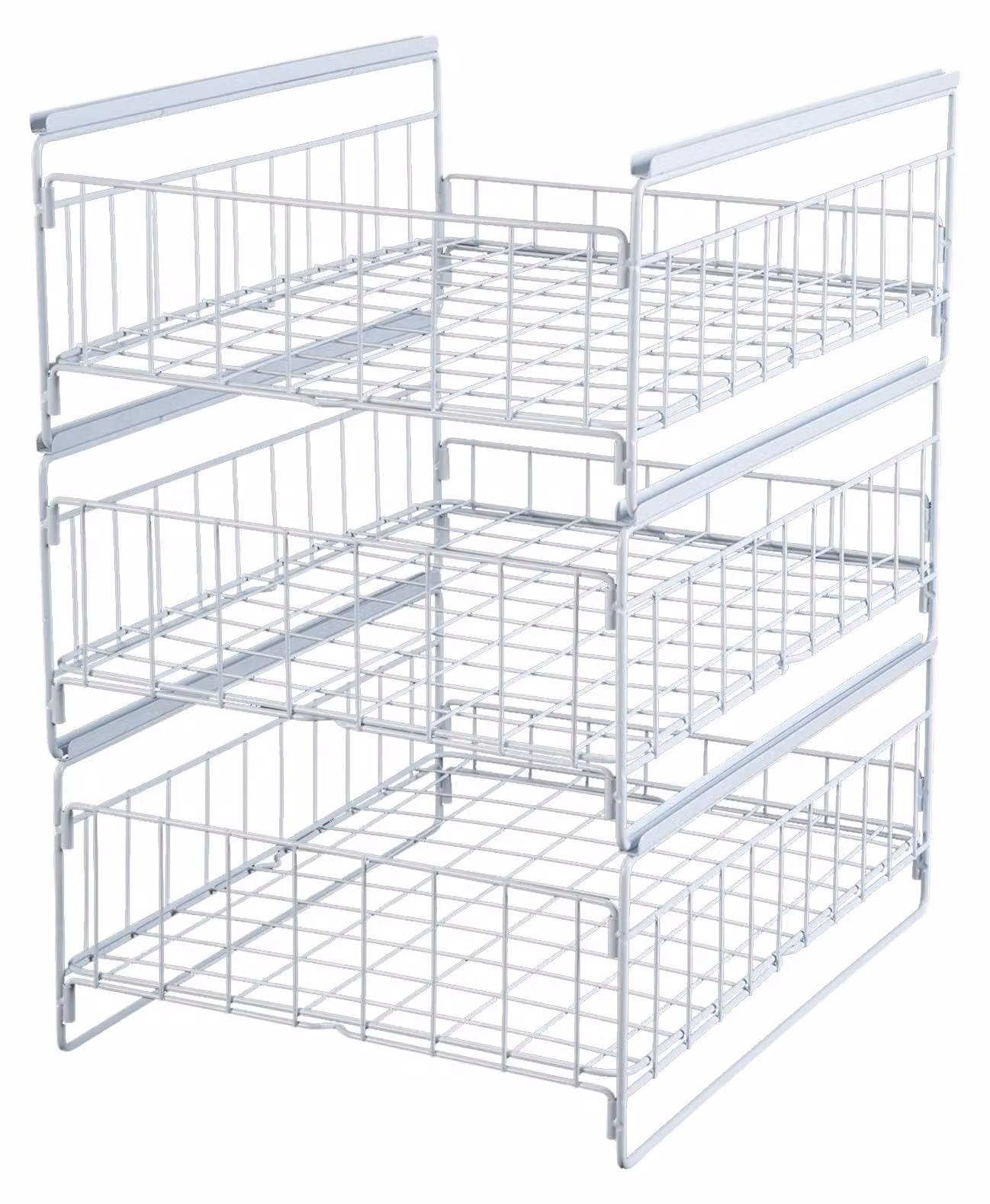 Ripiano estraibile per pentole - Portaoggetti da cucina - 3 livelli - 51 cm di altezza - Acciaio al carbonio - Ideale per piatti, posate e cucchiai - Bianco