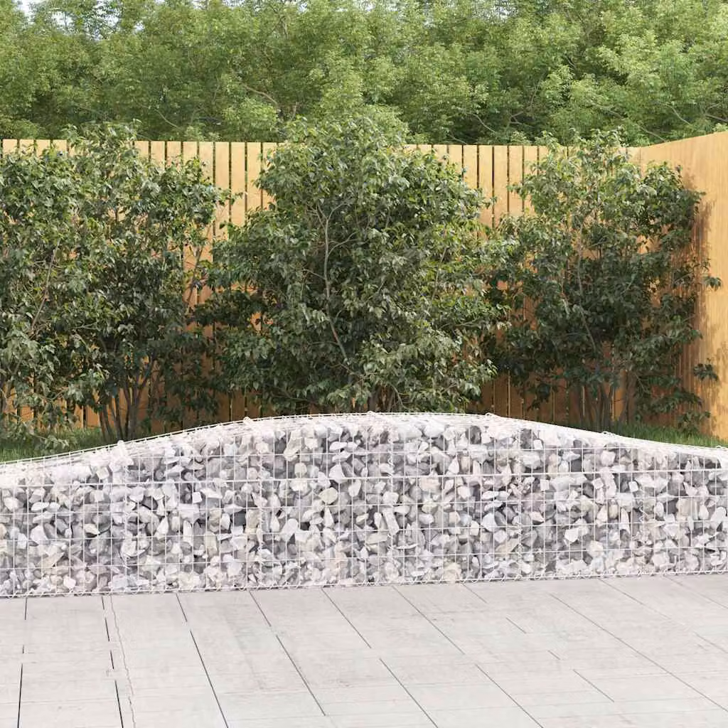 Set di 4 Cesti Gabbioni ad Arco vidaXL in Acciaio Zincato Grigio L: 400 cm, P: 50 cm, H: 40/60 cm
