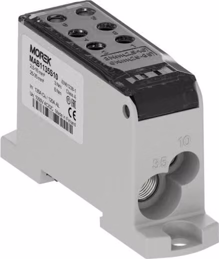 Blocco manifold grigio 1x2,5-35mm/1x2,5-10mm da 4x2,5-16mm / 2x2,5-10mm Morek MAB1135B1