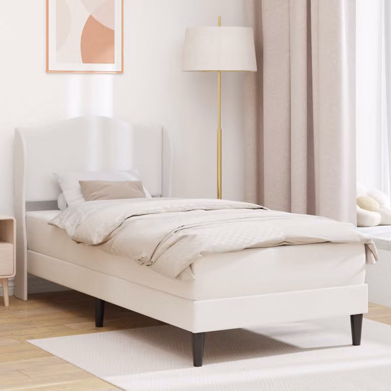 Struttura del letto con testiera vidaXL in similpelle bianca, L 100 x P 200 cm