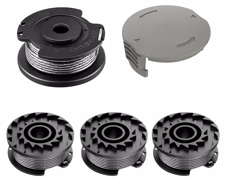 4 bobine di filo di ricambio per tagliaerba, diametro 1,65 mm, lunghezza 4,9 metri, con copertura per la bobina, compatibili con diversi modelli