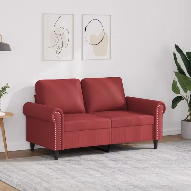 Divano a 2 Posti Rosso Vino 120 cm in Similpelle 359502