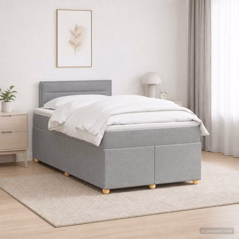 vidaXL Letto box spring con materasso Grigio Chiaro 120 x 200 cm