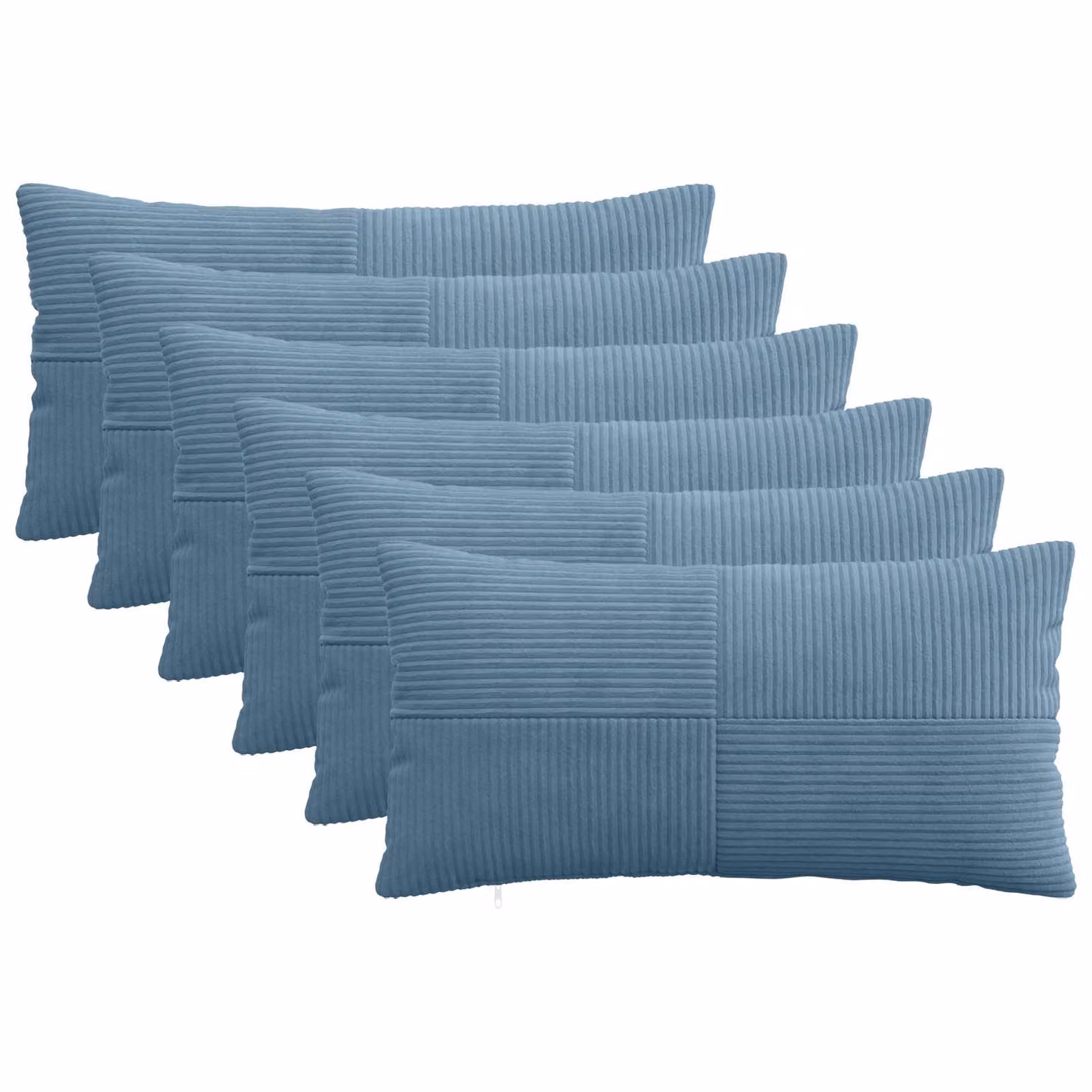 Set di 6 federe vidaXL ALMELO in velluto a coste blu, L 70 x P 40 cm