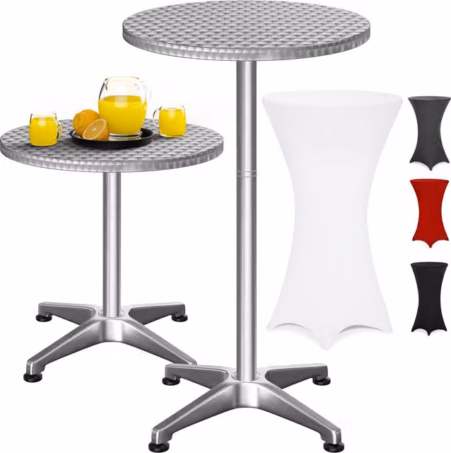 Tavolo alto Casaria in alluminio argento con copertura bianca L: 115 cm, P: 60 cm – 1