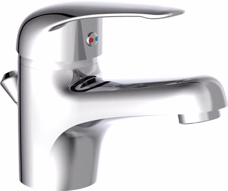 SCHÜTTE MAGNA, miscelatore per lavabo con asta di comando, rubinetto per bagno con scarico a scomparsa, cromo