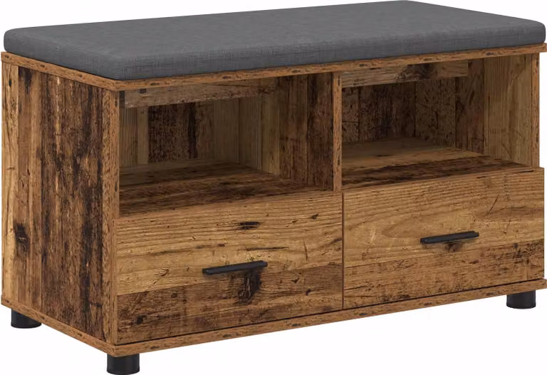 Panca per ingresso con cuscino Legno vecchio 80 x 38 x 46 cm