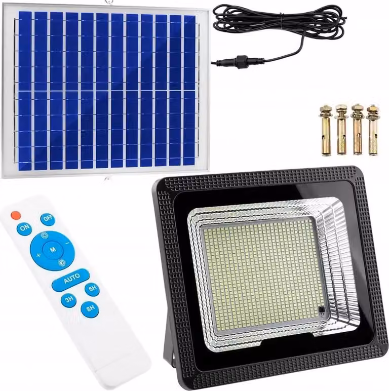 SOLAR HALOGEN MIT DÄMMERUNGSSENSOR 200W Lampe 619 LED 10Ah Alluminio