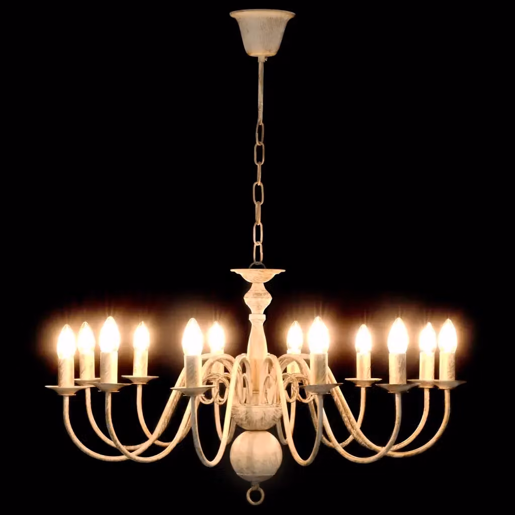 Lampadario a sospensione vidaXL in metallo bianco stile classico con attacco E14 – 2