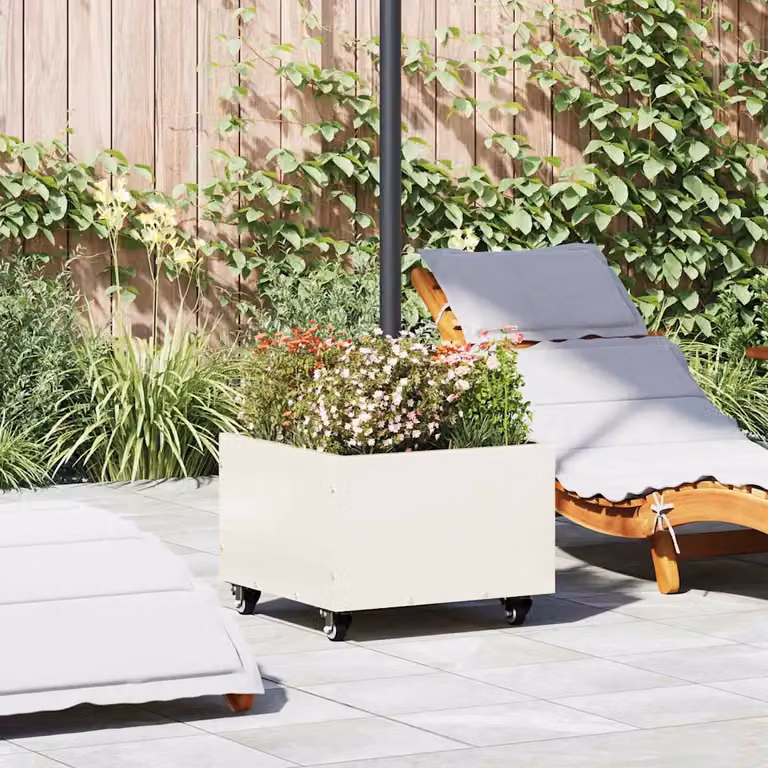 Base per ombrellone vidaXL in acciaio bianco, forma quadrata, 11,75 kg