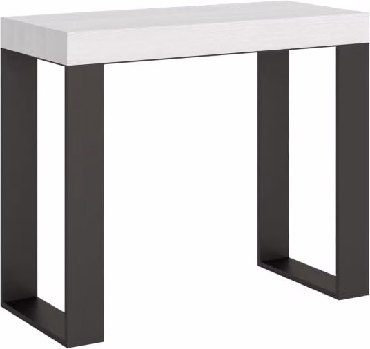 Consolle allungabile Tekno Premium di Bs Com, Bianco Frassino con telaio Antracite, L/P: 90 x 40 cm / 300 x 40 cm