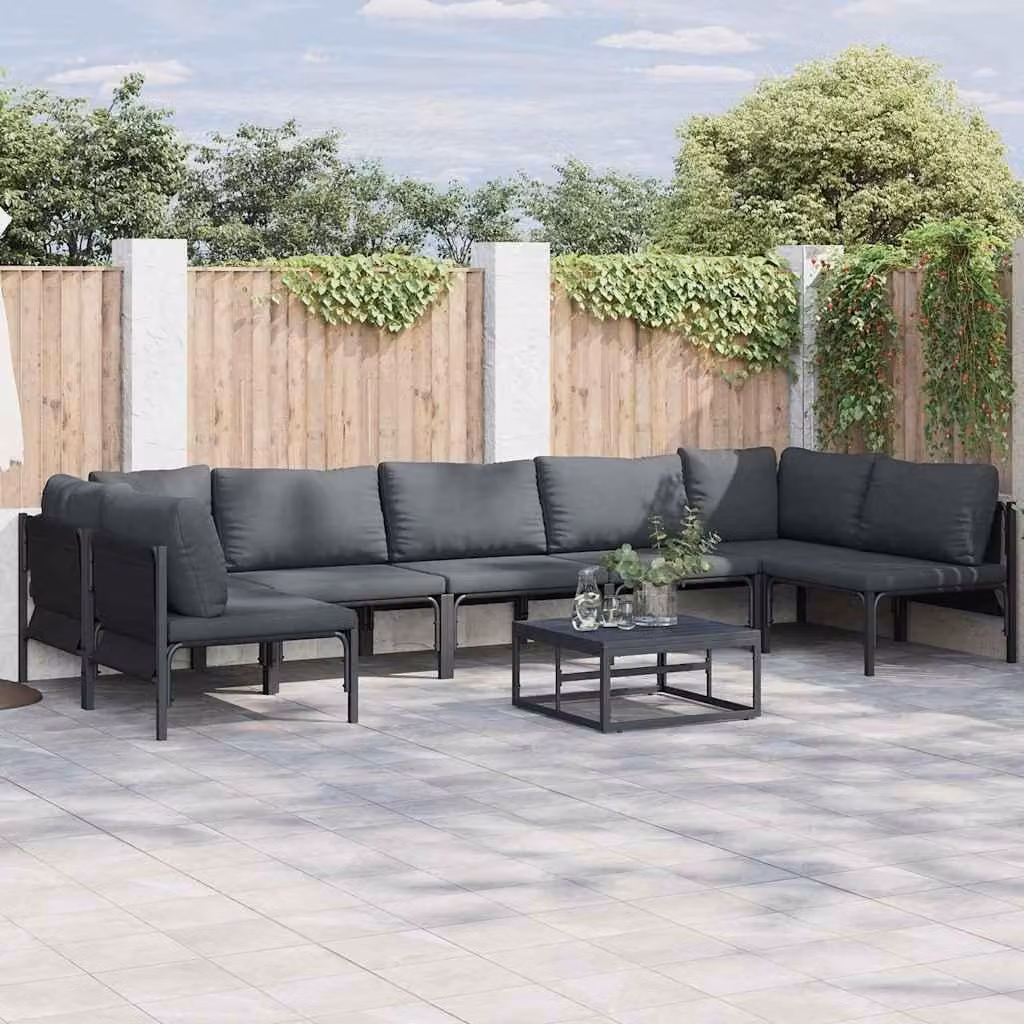 Maison Exclusive - Set da giardino composto da 7 pezzi, divano, acciaio nero