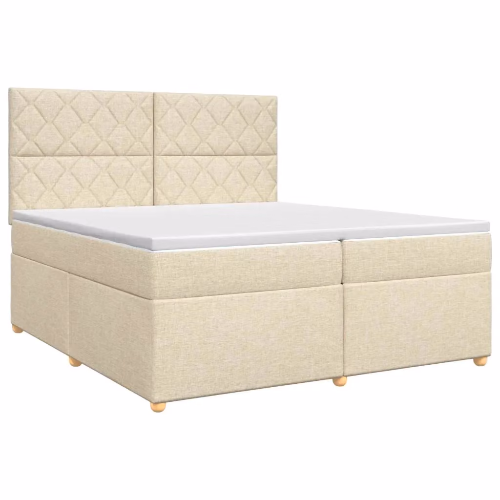 Letto box spring con materasso ibrido vidaXL in tessuto beige e bianco L/P: 200 x 200 cm – 2