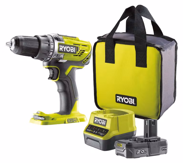 Trapano avvitatore a batteria Ryobi R18DD3-120S 18V 2,0 Ah Li-on ONE+ 1x batteria, caricabatterie+borsa