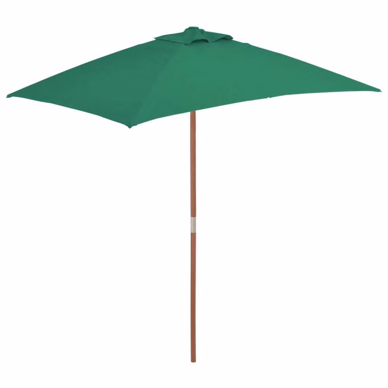 Ombrellone da Esterni con Palo in Legno 150x200 cm Verde