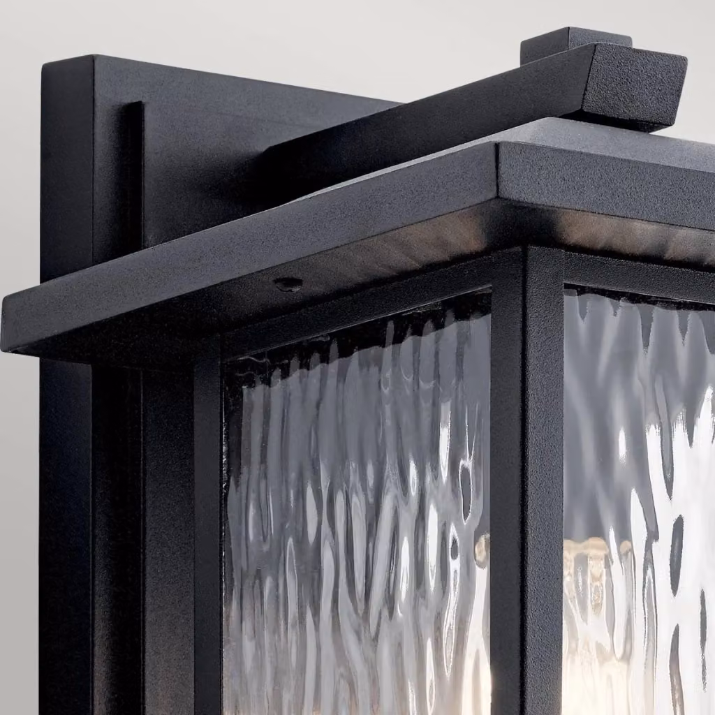 Applique da esterno Kichler in stile industriale nera con vetro trasparente e attacco E27 IP44 per giardino e terrazza – 2