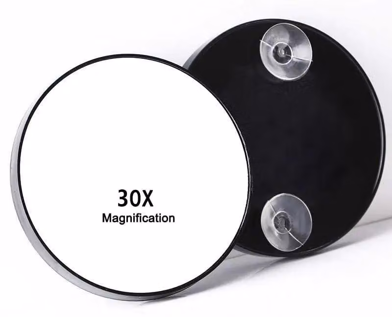 Specchio ingranditore, alta ingrandimento, supporto con ventosa, 30x