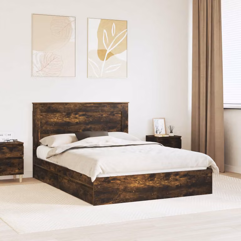 Letto con contenitore moderno vidaXL in legno color marrone L/P/H: 160 x 200 x 163 cm