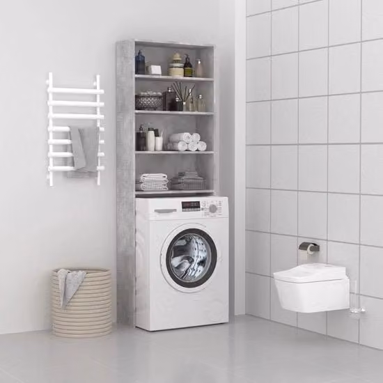 Cassa per lavatrice colore cemento 64x24x190 cm – Ospita perfettamente bagno e zona lavanderia