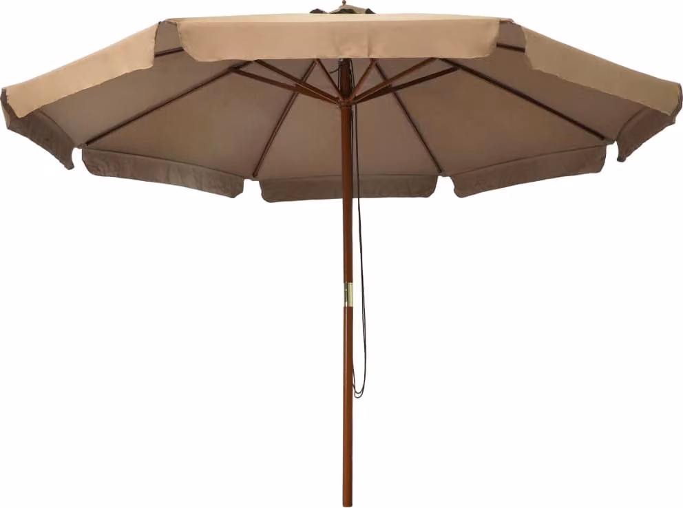 vidaXL Ombrellone con asta in legno 330 cm Taupe