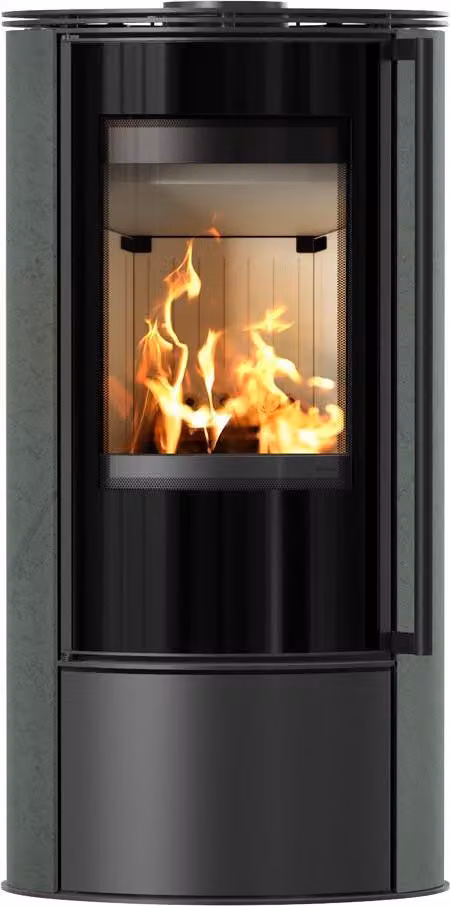 Stufa in acciaio KRATKI ERIK Ø 150 5,5 kW Vetroceramica decorativa SERPENTINO