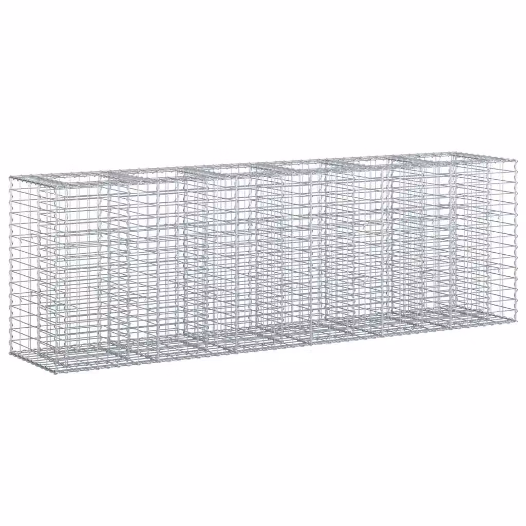 Set di 2 letti rialzati in gabbione Videx in acciaio zincato argento L: 250 cm, P: 50 cm, H: 80 cm – 2