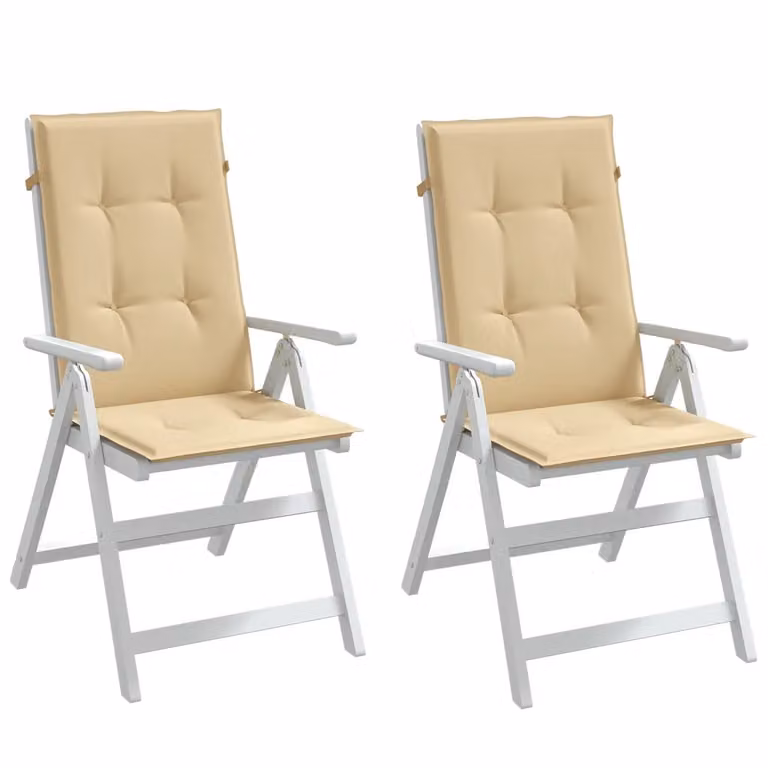 Set di 2 cuscini per schiena alta vidaXL in tessuto beige mélange, resistenti ai raggi UV e antiscivolo, L 120 cm x P 50 cm x H 4 cm