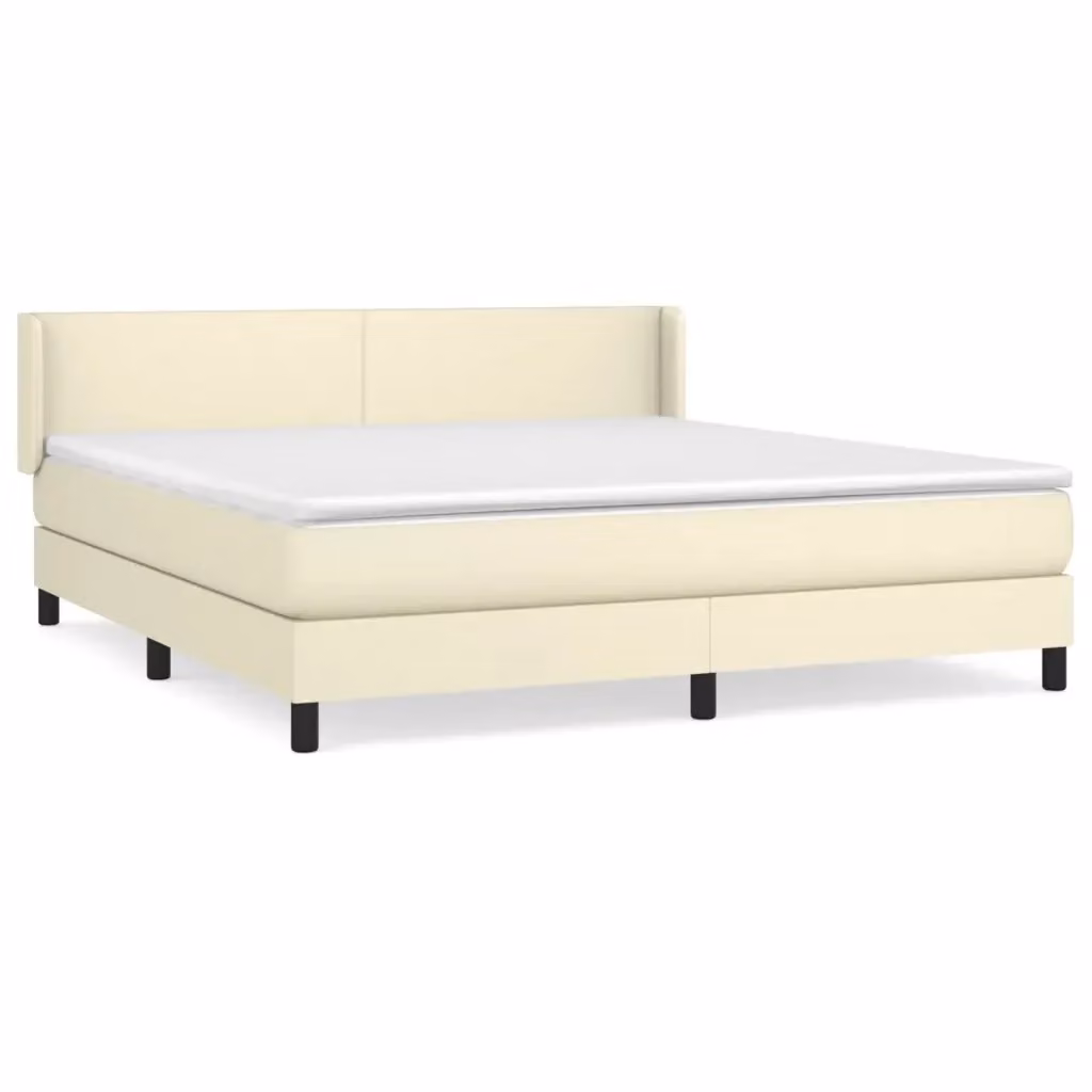 Letto a molle con materasso vidaXL in similpelle beige e bianco L/P/H: 160 x 200 x 88 cm – 2