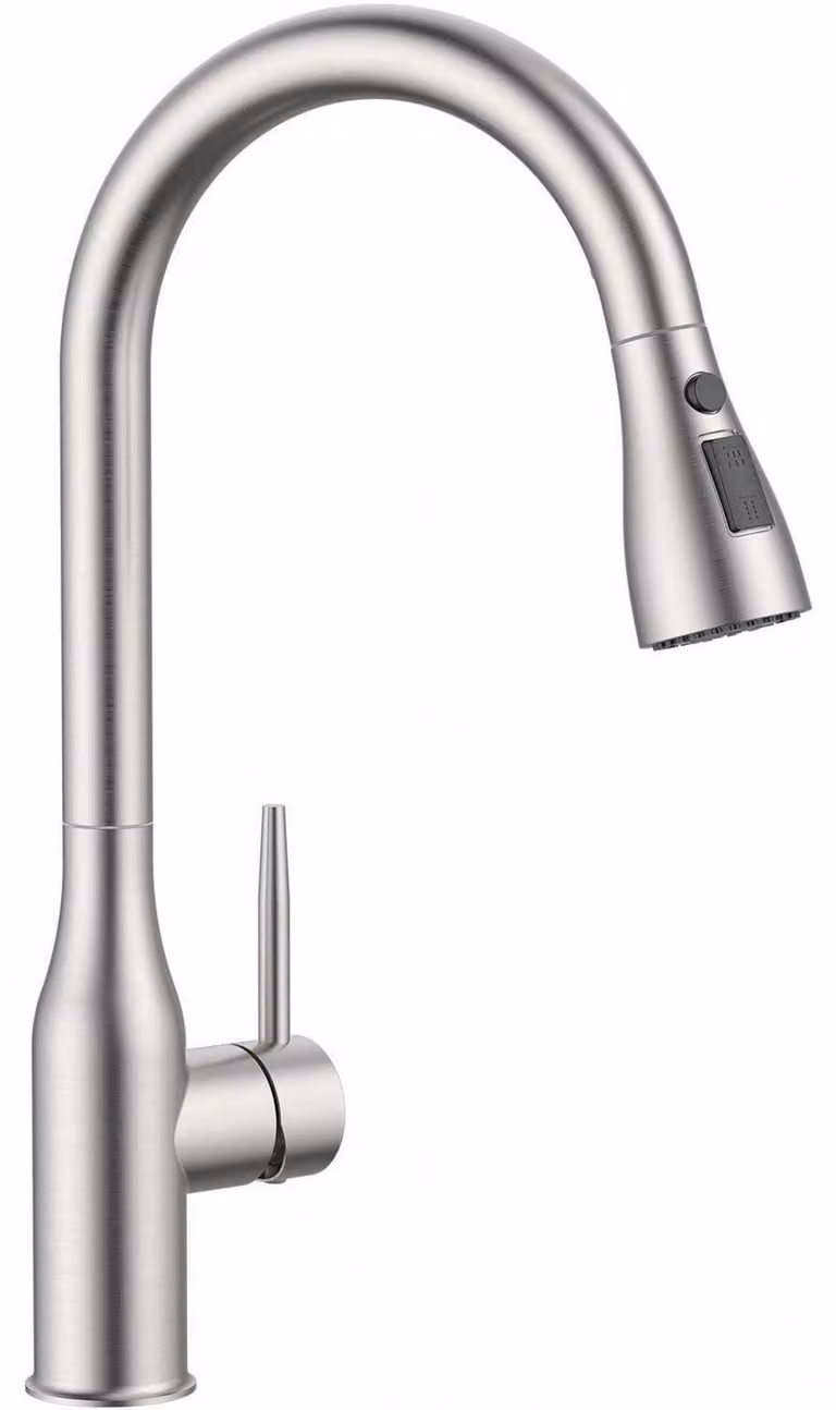 Miscelatore per cucina, rubinetto per lavello, acciaio inossidabile, girevole a 360°, 3 modalità, design ad arco alto