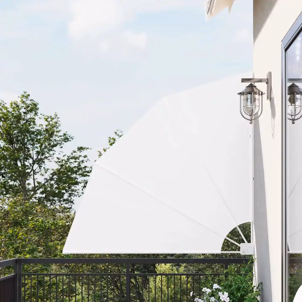Schermo di privacy per balcone vidaXL in poliestere e acciaio, colore bianco, L 140 cm x H 140 cm