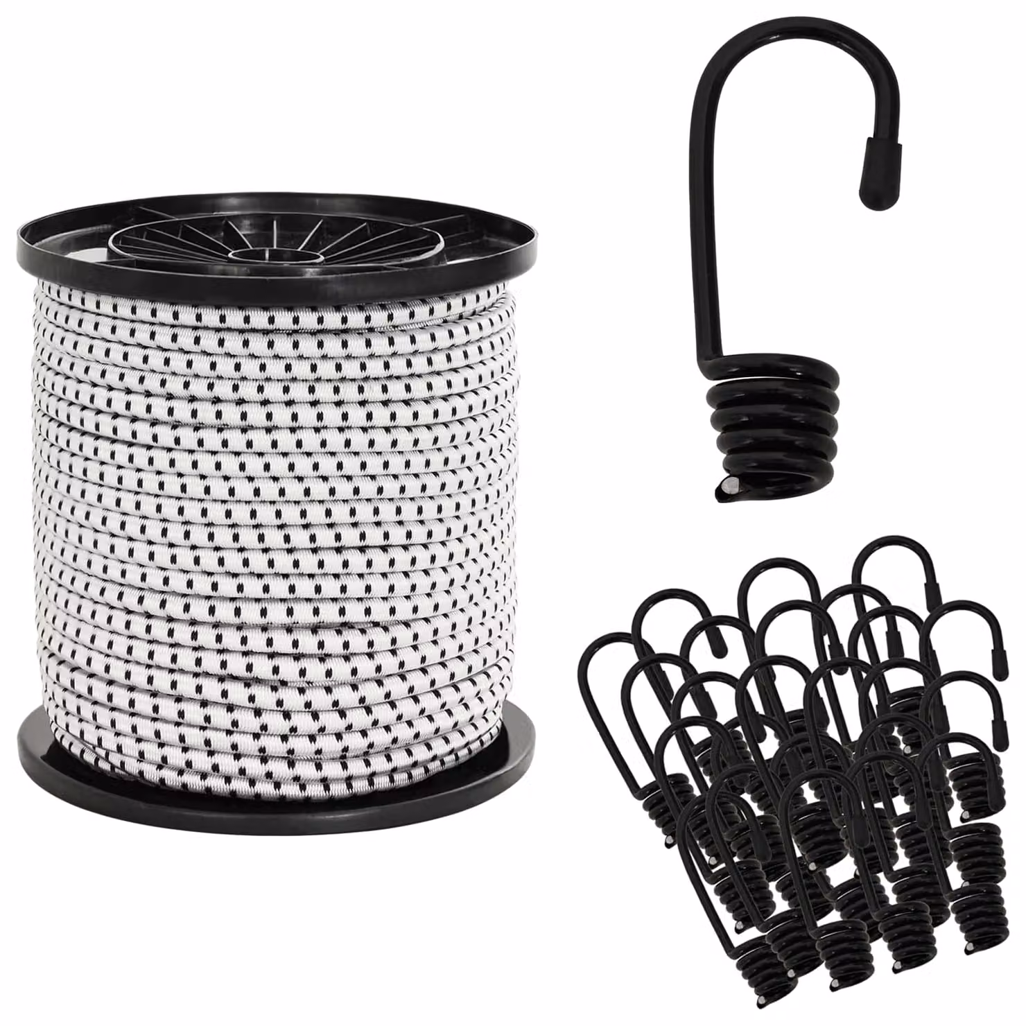 Corde Bungee con Ganci vidaXL in PP e gomma, Nero e Bianco, Diametro: 6 mm