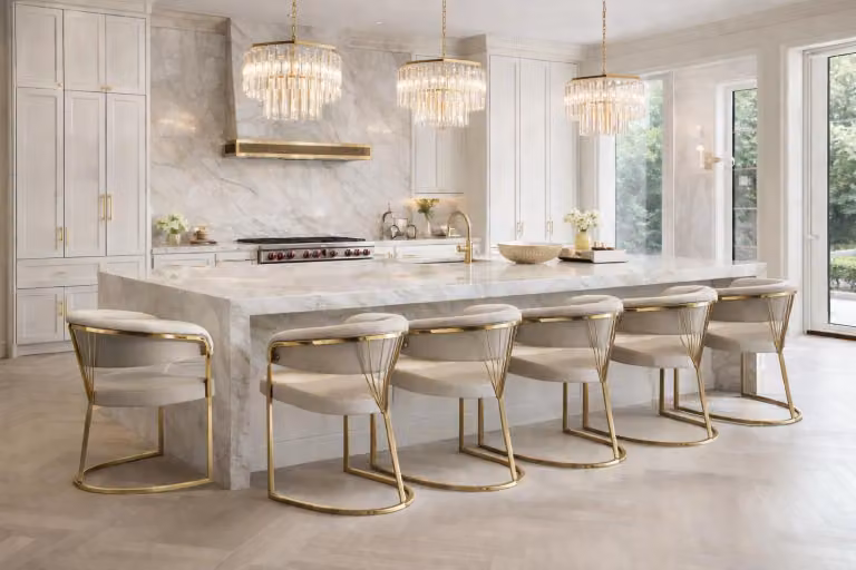Sedie con dettagli dorati e un'elegante tappezzeria