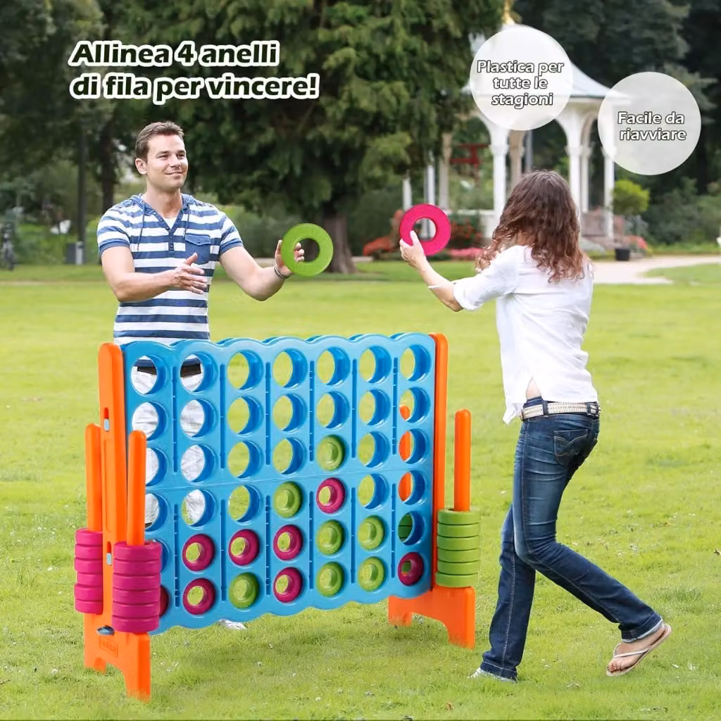 Costway Forza 4 Gigante, Gioco da Tavolo per Bambini e Adulti con 42 Pedine, Blu e Arancione, L/P/H: 120 x 42 x 104 cm – 2