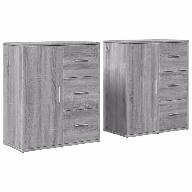 Credenze 2 pz | Madia | Buffet da pranzo | Armadio da pranzo Grigio Sonoma 60x31x70 cm in Legno Multistrato