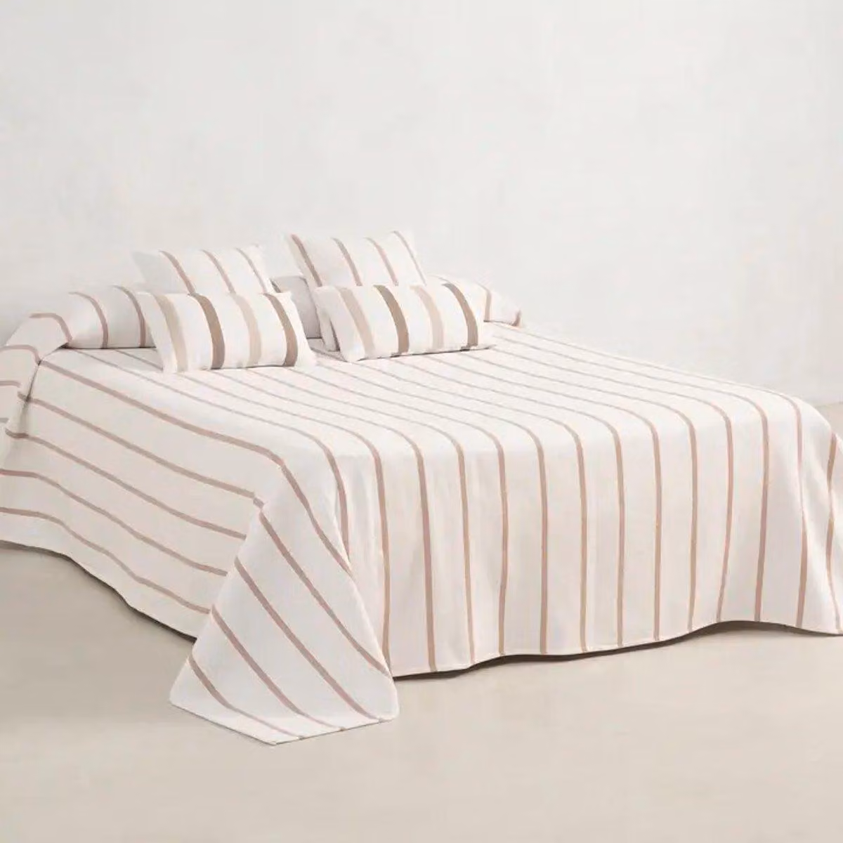 Copriletto leggero a righe Gamusi Retta – 235 x 270 cm – Rosa – Copriletto in cotone/poliestere per la mezza stagione
