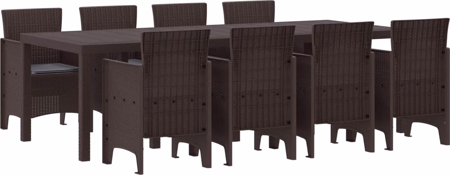 Set da Pranzo per Giardino 9 pcs Marrone Polipropilene