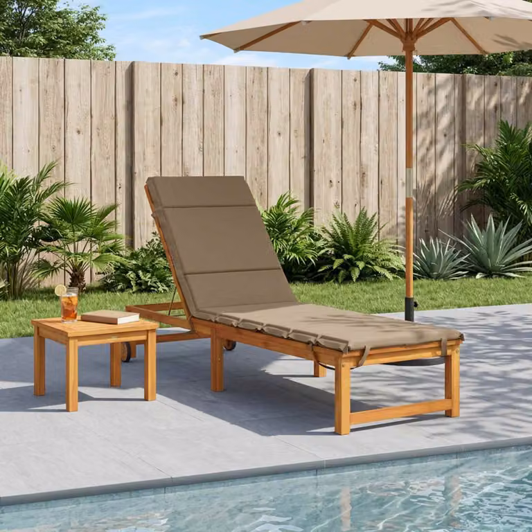 vidaXL Cuscino per Lettino GEMERT in Poliestere, Colore Grigio/Beige, con Rivestimento Rimovibile e Resistente ai Raggi UV