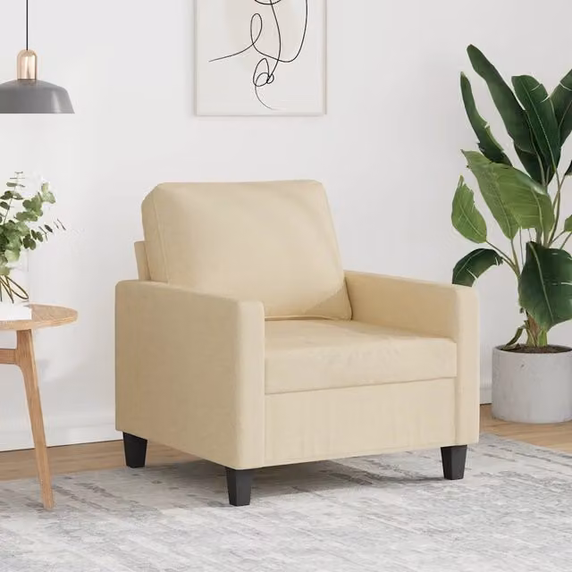 Poltrona moderna vidaXL in tessuto beige con struttura in metallo e braccioli