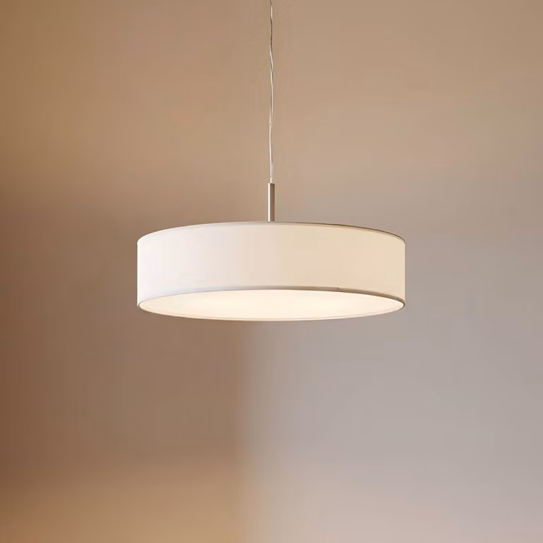 Lampada a sospensione Sebatin Lindby, dimmerabile, Bianco / Opale, Soggiorno / Sala da pranzo, Tessuto / Stoffa / Seta, Moderno, Lampada a sospensione